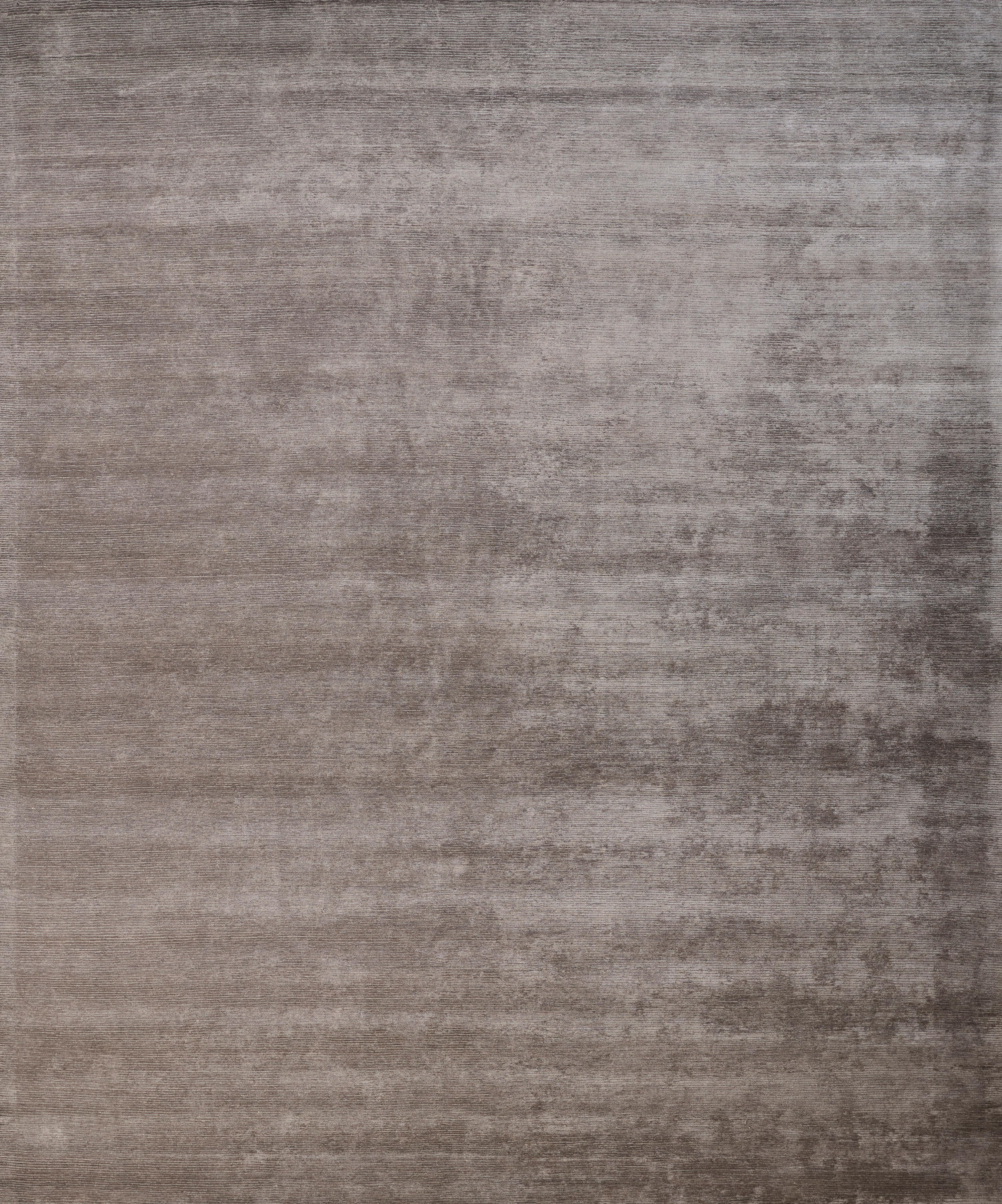 Indian CORDUROY Hand Knotted Modern Silk Rug in Beige, Silver and Grey Colours By Hands For Sale