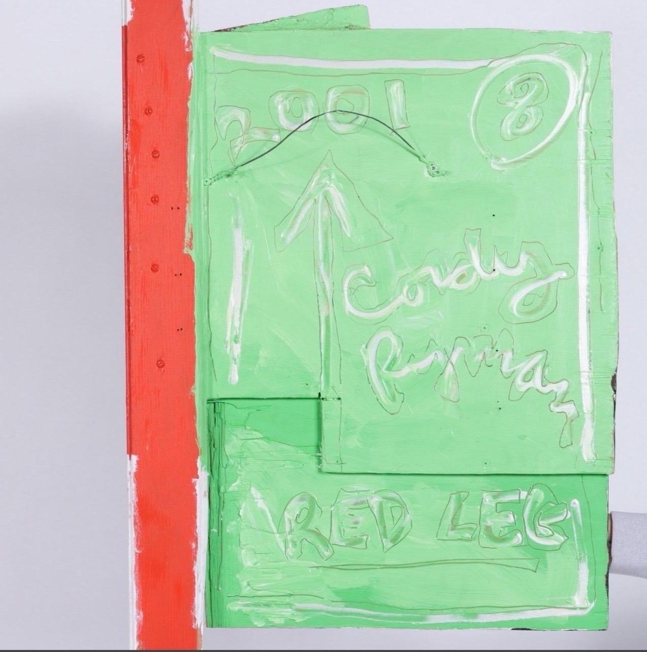 Cordy Ryman New York Red Leg Painted Wood Assemblage Sculpture 2001 For Sale 2