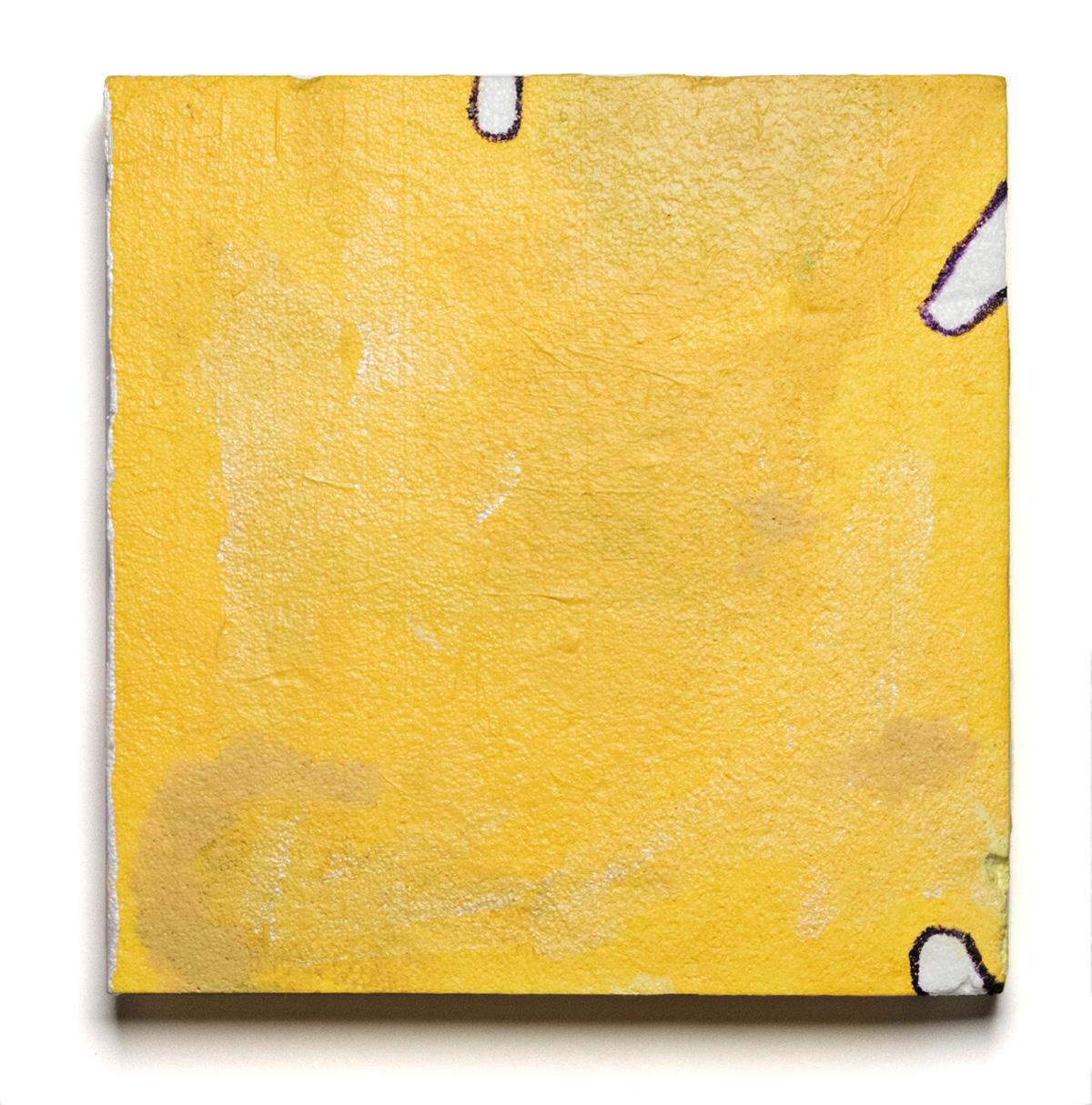 Cordy Ryman Abstract Painting - Yellow Foam With Three Fingers