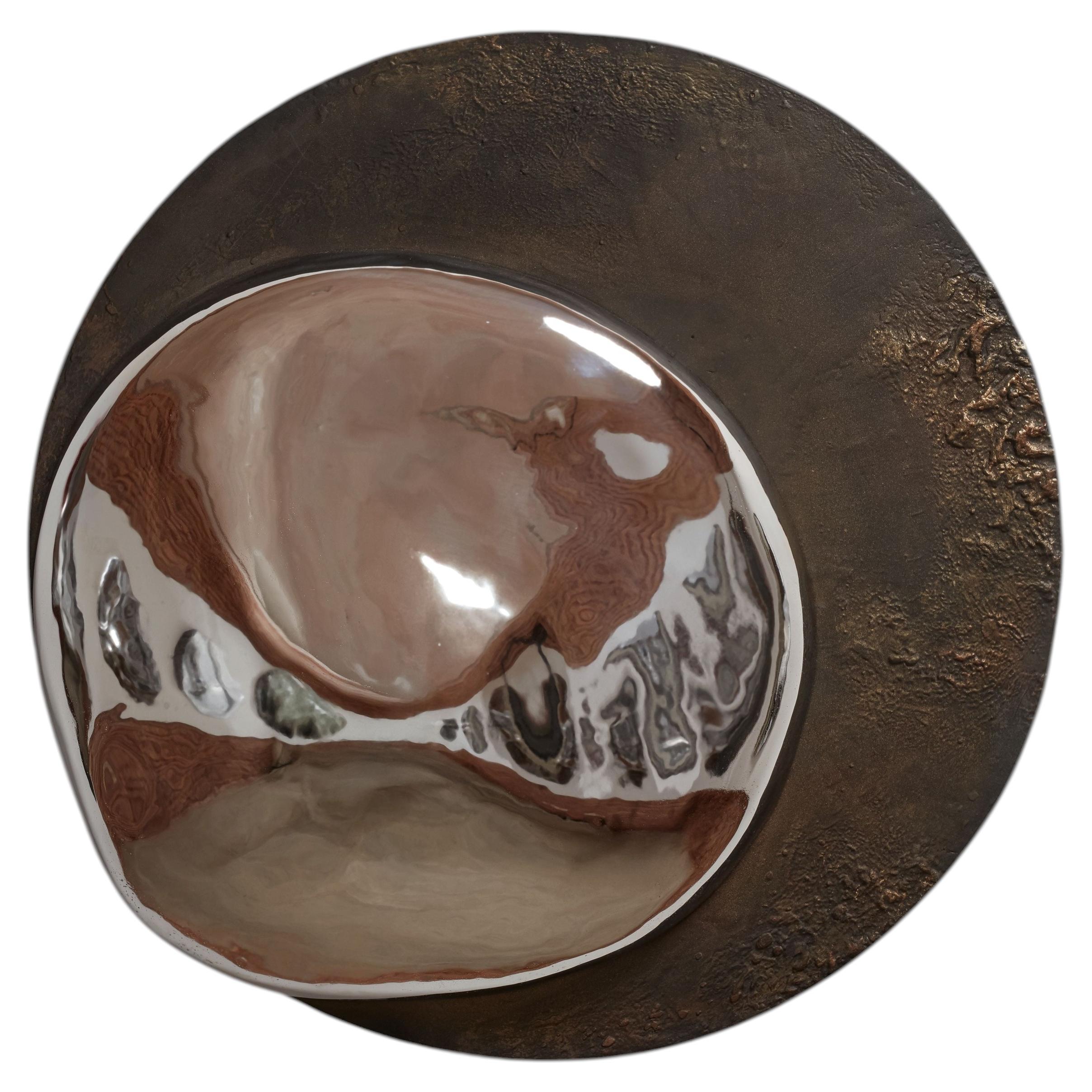 Core 92 Unique Round Wall Mirror in Plated Cast Aluminum by Studio Ayse Demir