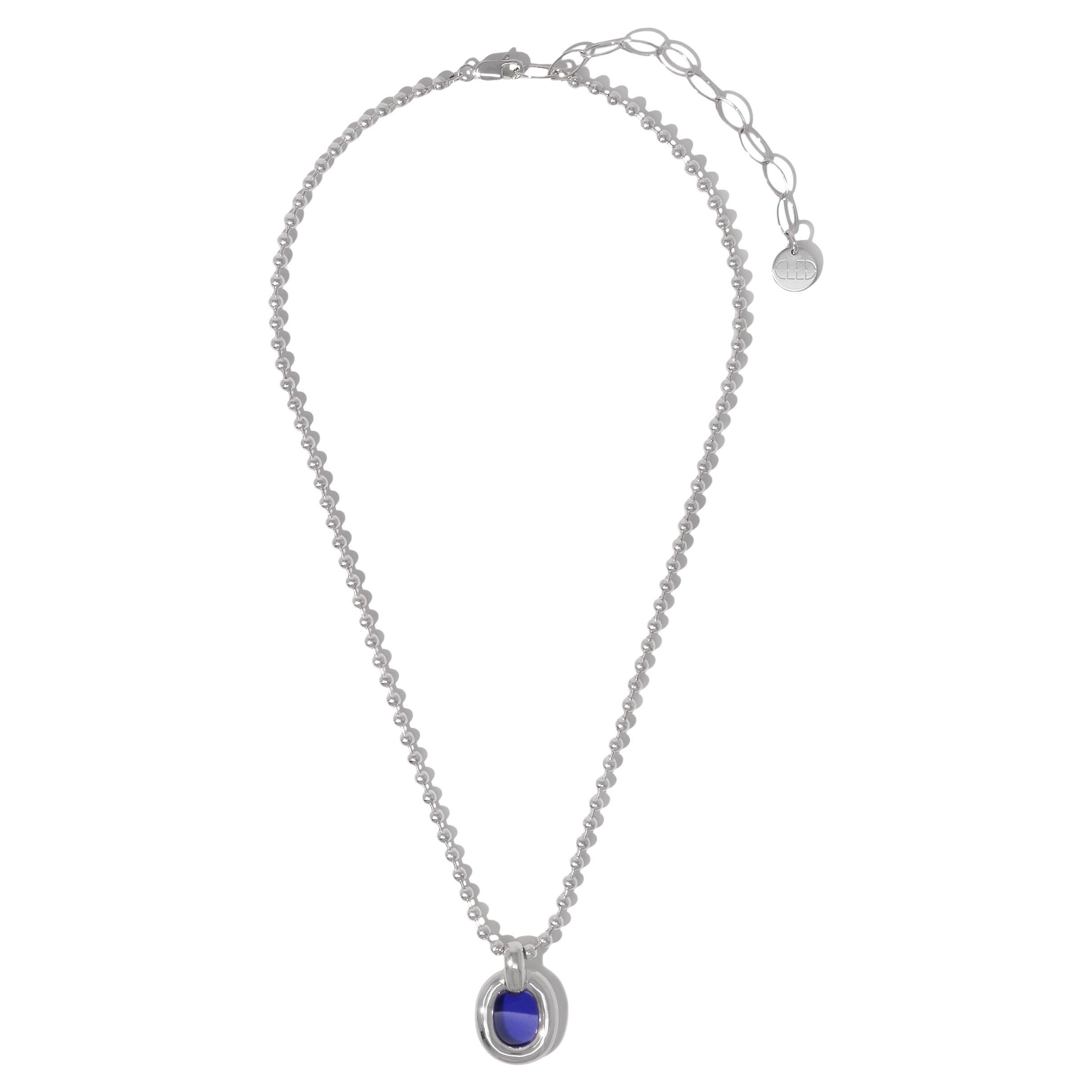 Core Loop Necklace in 925 Sterling Silver & Blue Ocean Stone by CLED For Sale