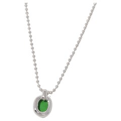 Core Loop Necklace in 925 Sterling Silver & Green Forest Stone by CLED