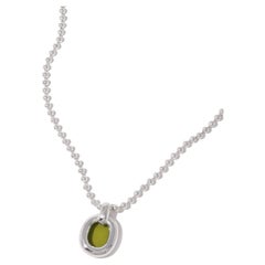 Core Loop Necklace in 925 Sterling Silver & Light Olive Stone by CLED
