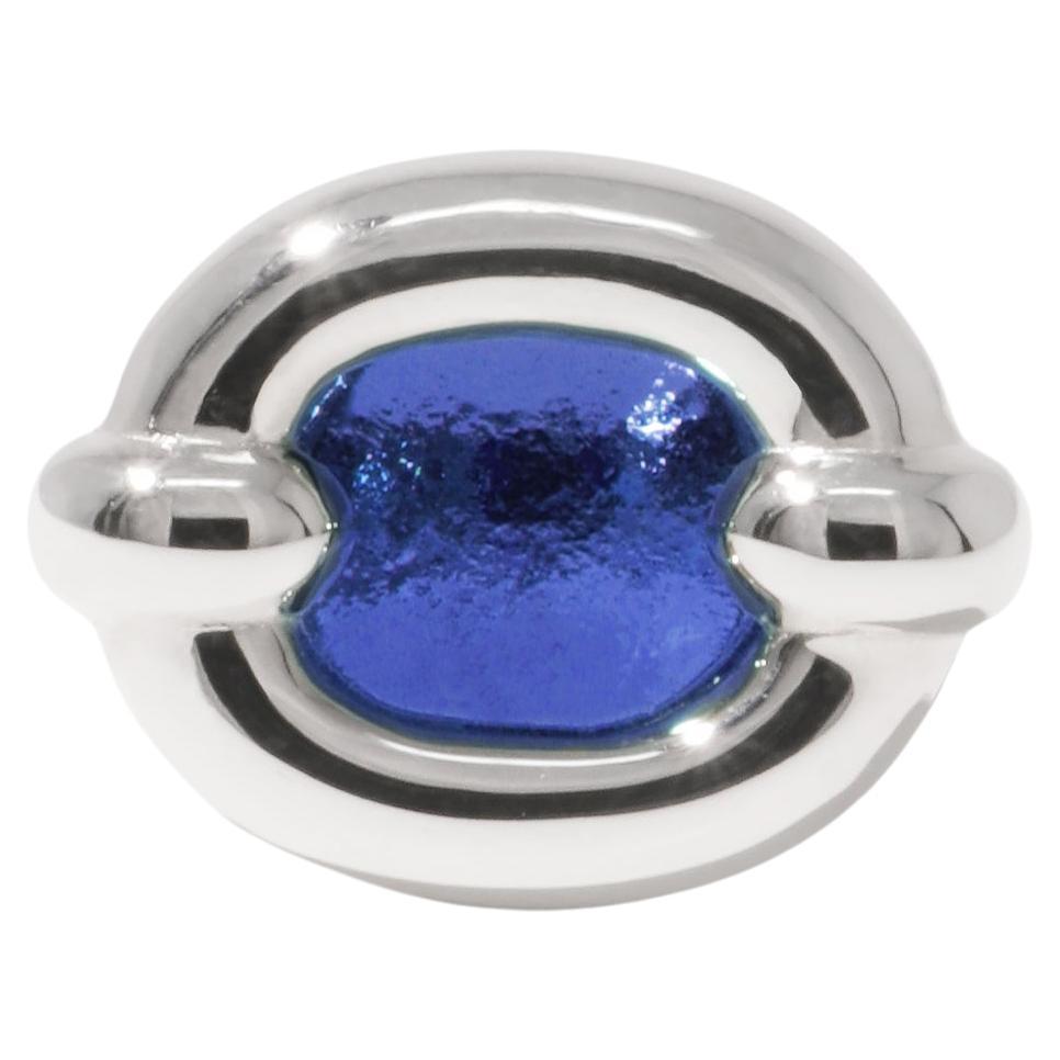 Anello Core Looping in argento 925 e pietra blu dell'oceano di CLED in vendita