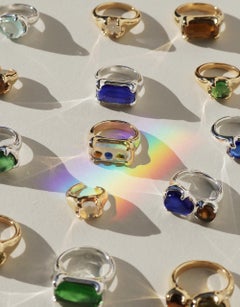 Core Loop Ring in 925 Sterling Silver & Green Forest Stone by CLED