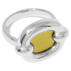 Core Loop Ring in 925 Sterling Silver & Light Olive Stone by CLED