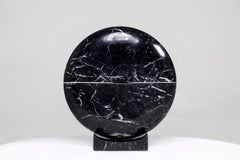 Luxury Artistic Modern Round Black Natural Marble Table Lamp Core, Carlos Aucejo