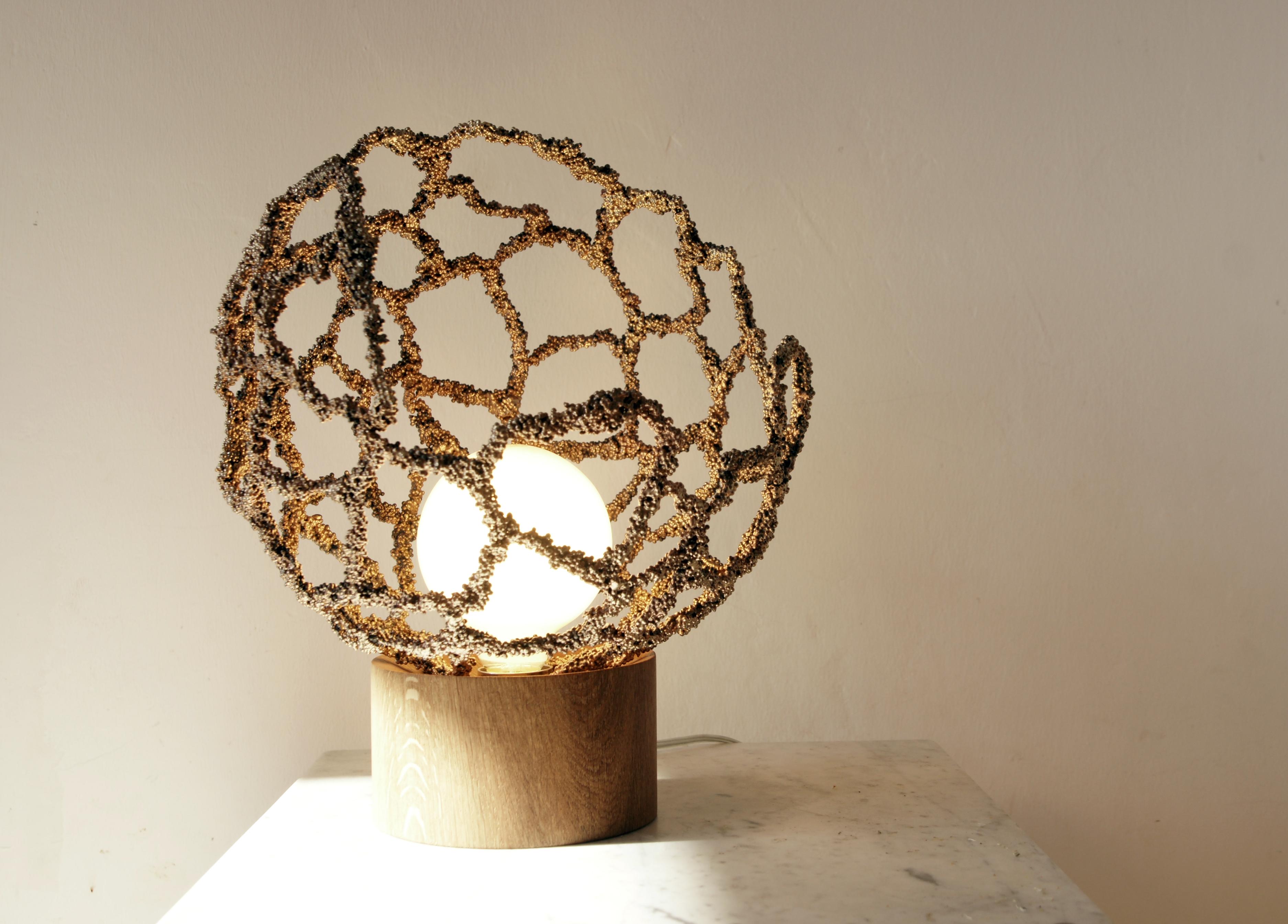 Oak Core Table Light by Johannes Hemann For Sale