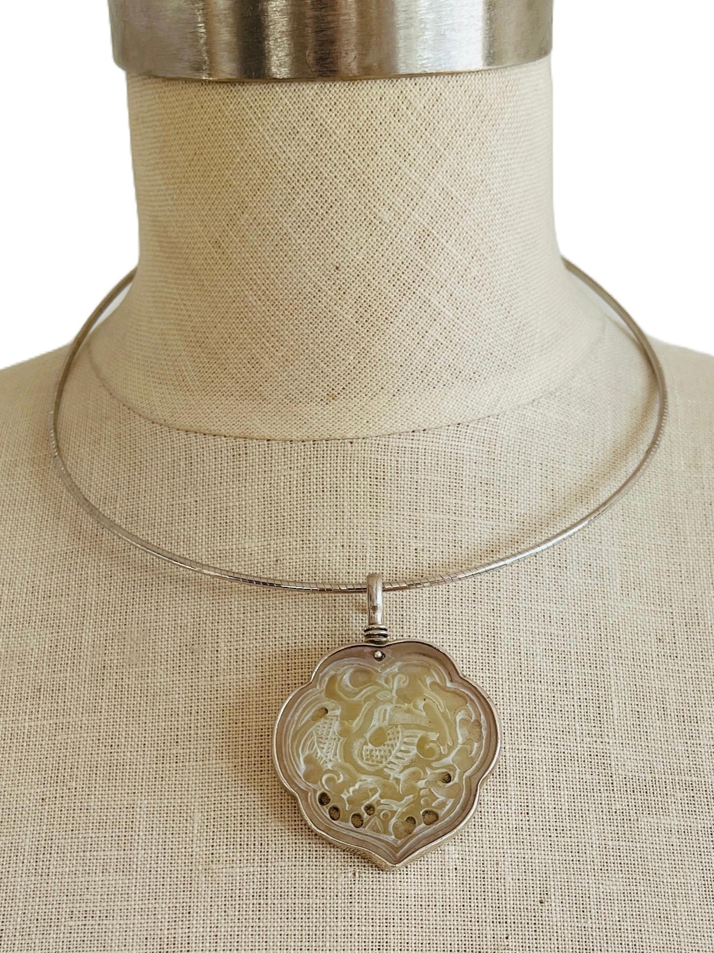 Artisan Coreen Cordova Que Milargo 925 Carved Phoenix Bird Necklace Pendant Statement For Sale