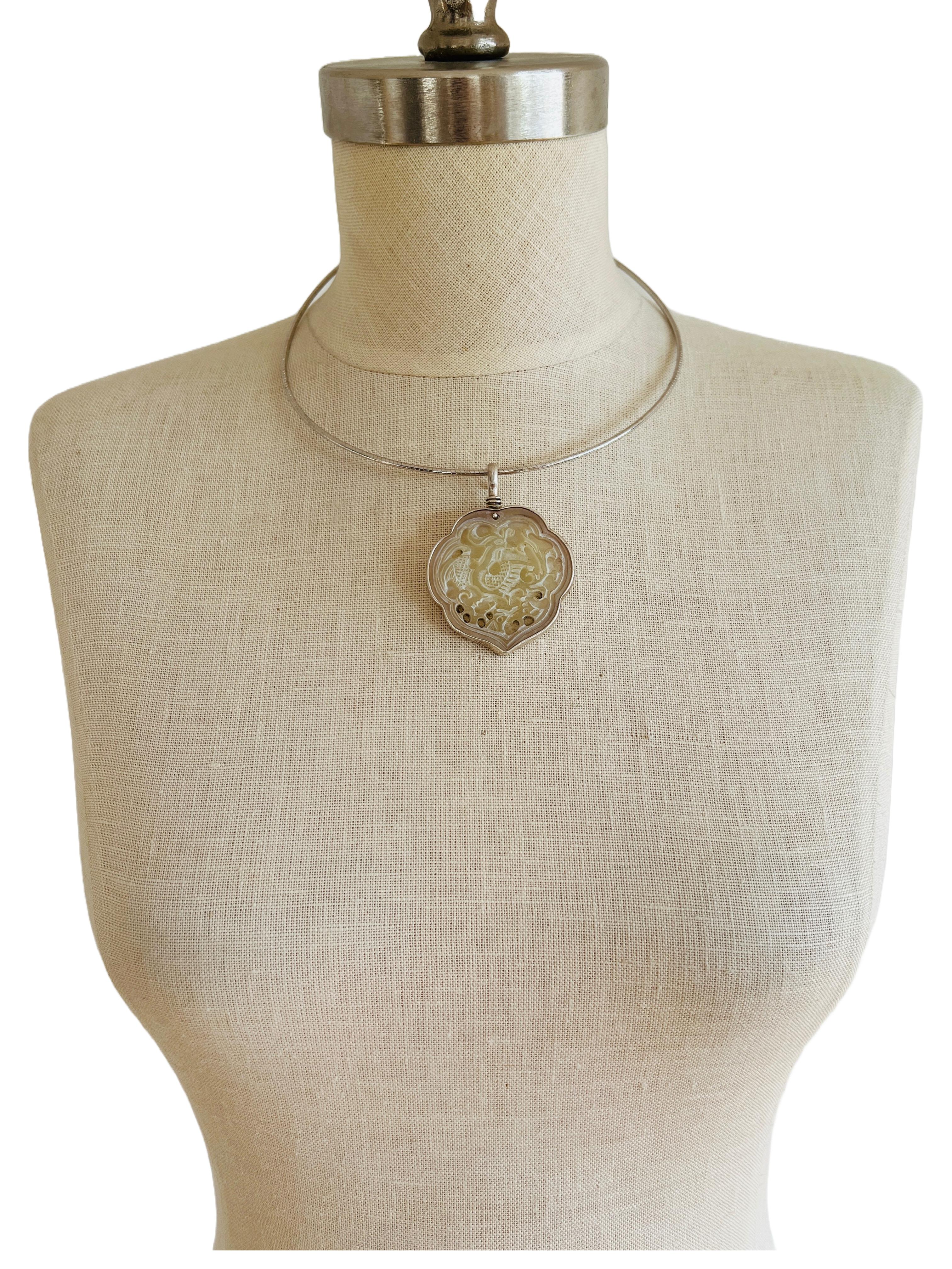 Coreen Cordova Que Milargo 925 Carved Phoenix Bird Necklace Pendant Statement In Good Condition For Sale In Sausalito, CA