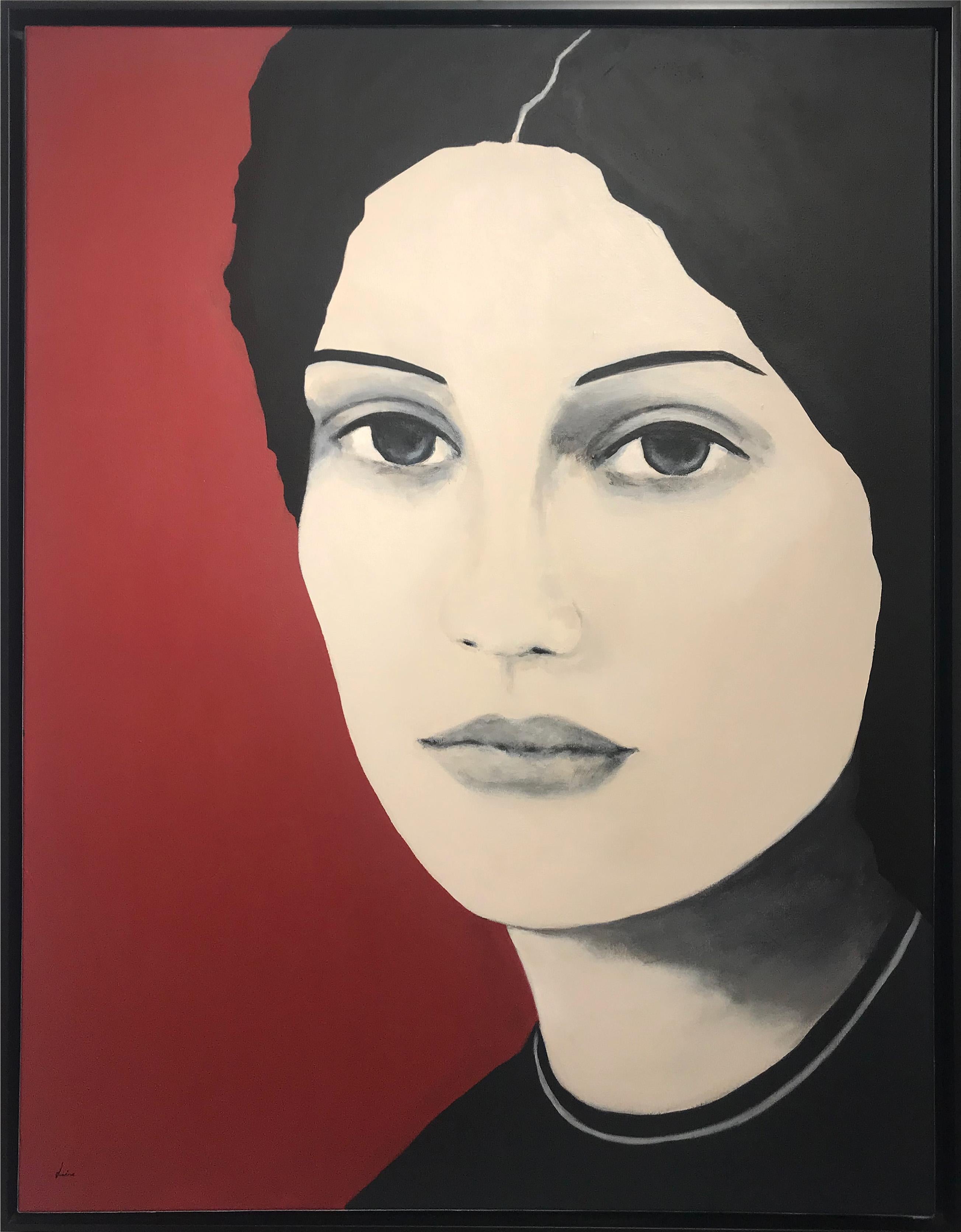 « Souvenirs », 2020, peinture acrylique sur toile, taille avec cadre 122 x 95 cm  - Painting de Corine Laine