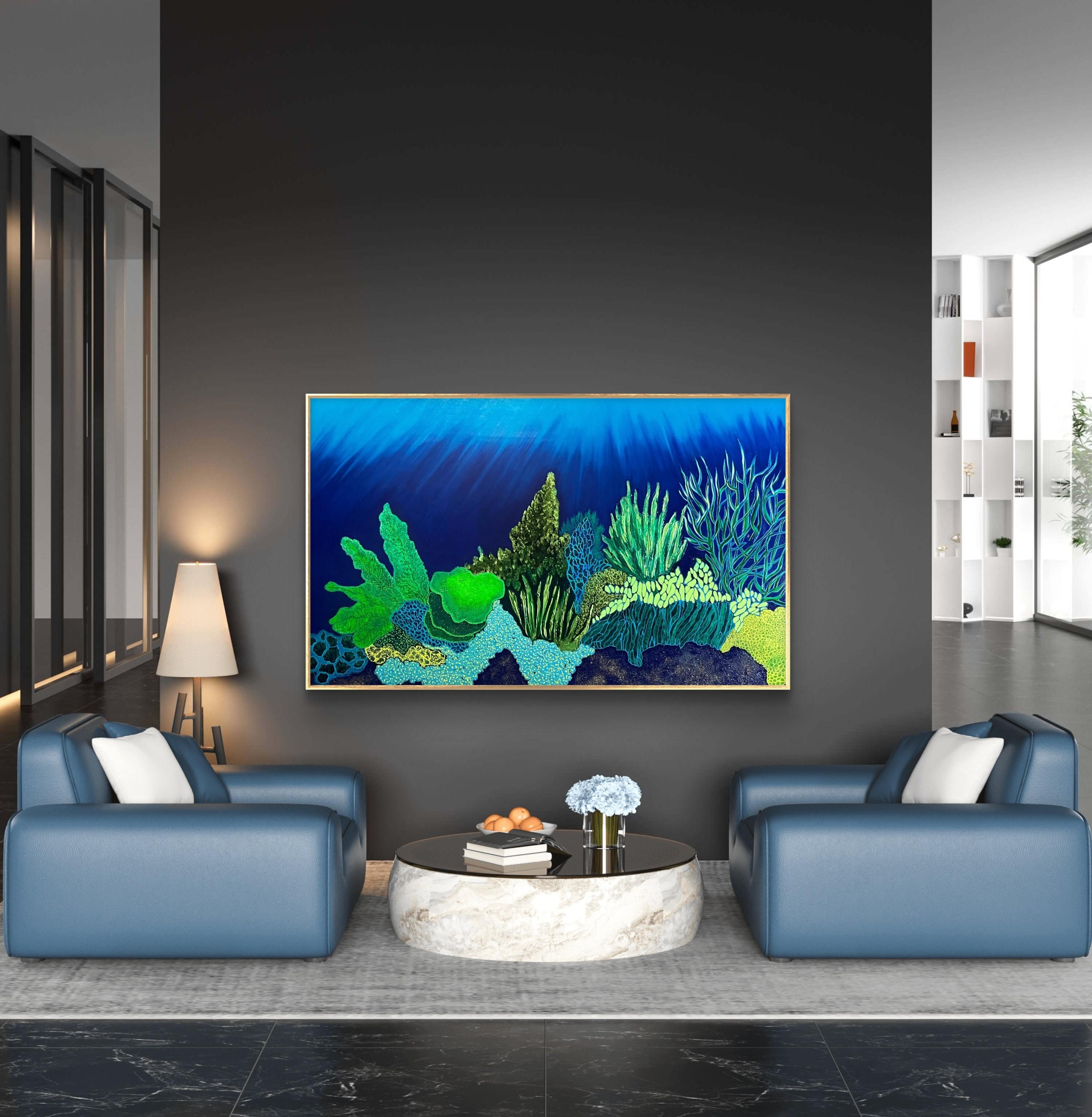 French Contemporary Art by Corine Lescop - Emerald Undersea For Sale 2