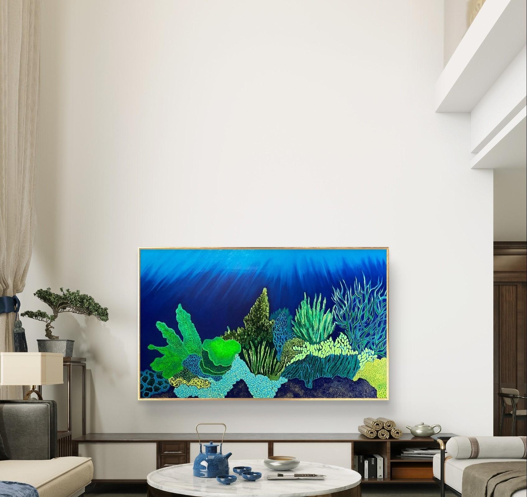 French Contemporary Art by Corine Lescop - Emerald Undersea For Sale 4