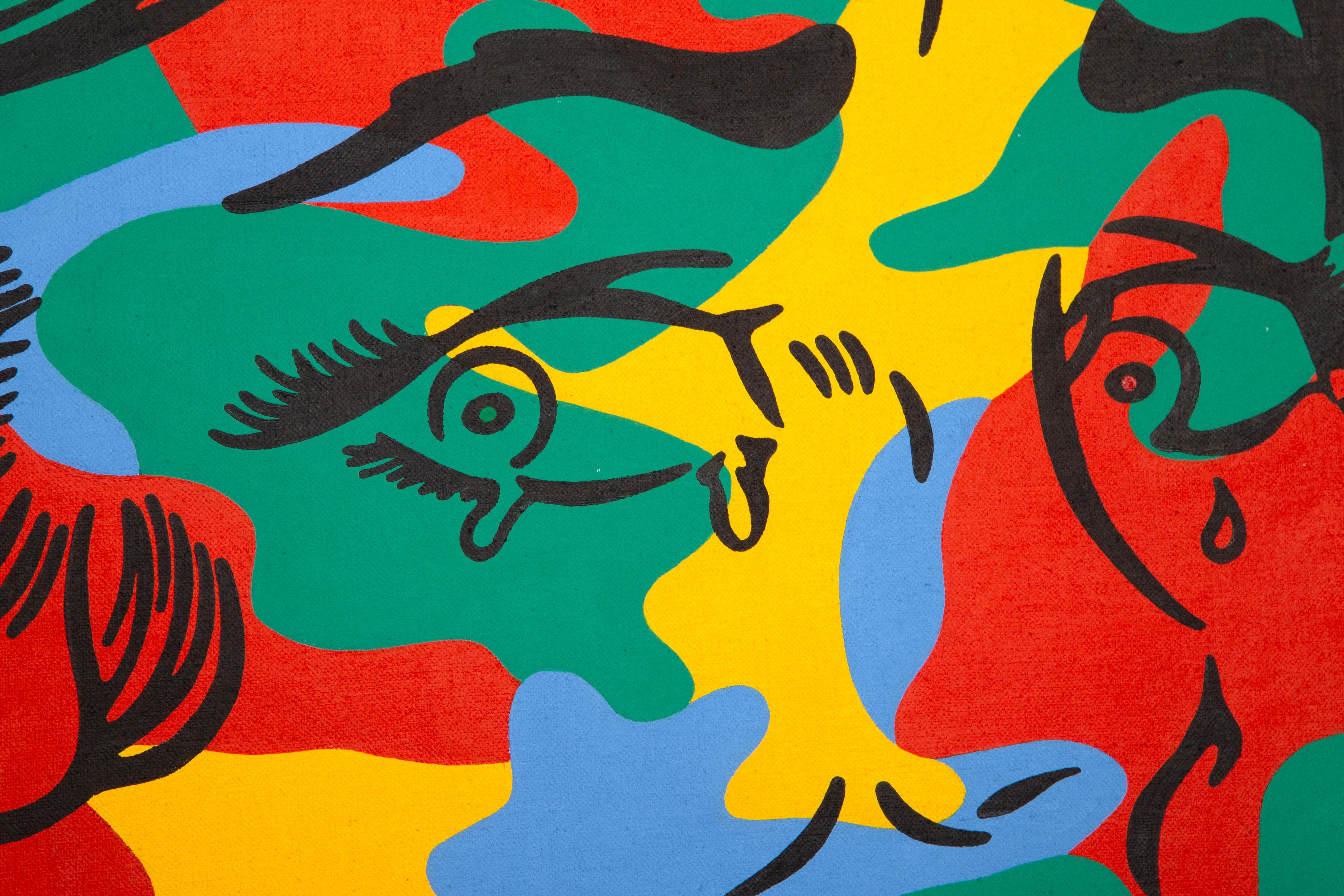 Lichtenstein Meets Warhol, Pop Art Oil Painting by Corinna Heumann For Sale 1