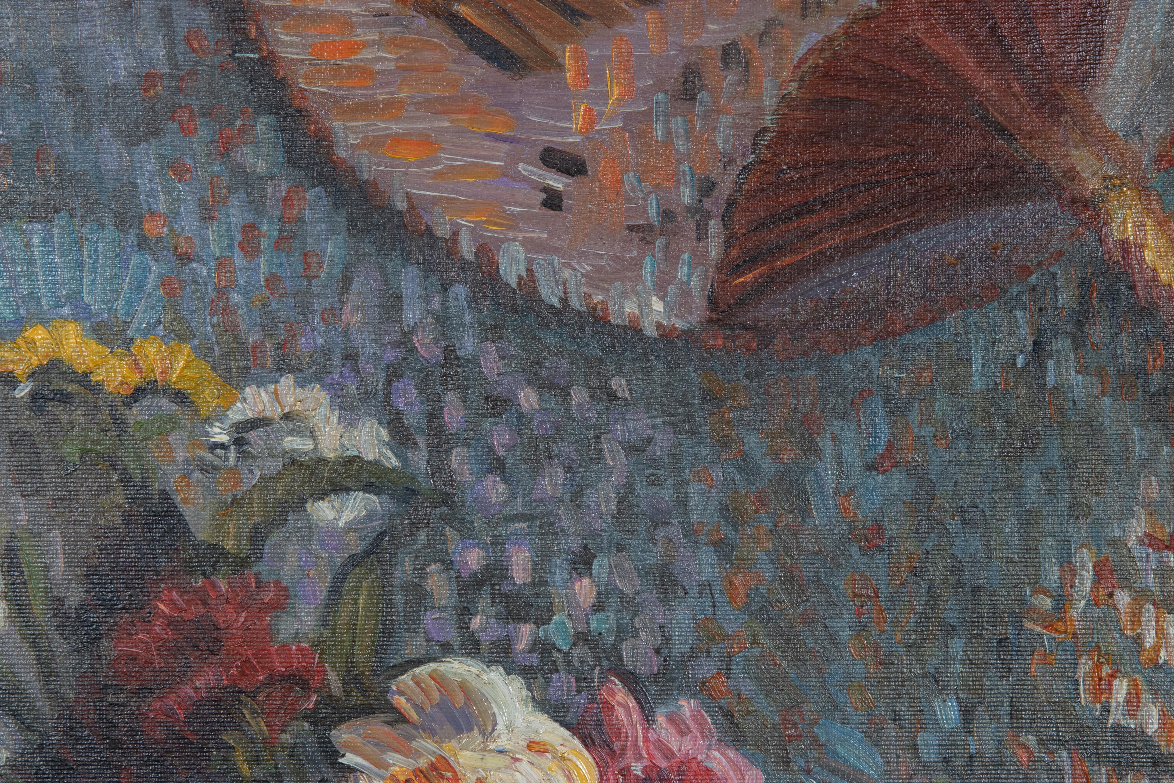 Still Life with Vase of Flowers- Oil Paint by C. Modigliani - Early 20th Century - Painting by Corinna Modigliani