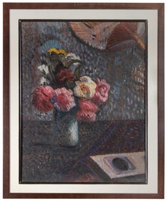 Still Life with Vase of Flowers- Oil Paint by C. Modigliani - Early 20th Century