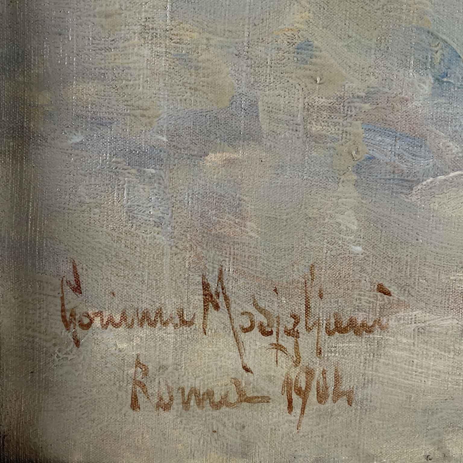 Romantico Ritratto Di Bambina Con Abito Azzurro e Bianco Roma 1904 di Corinna Modigliani in vendita