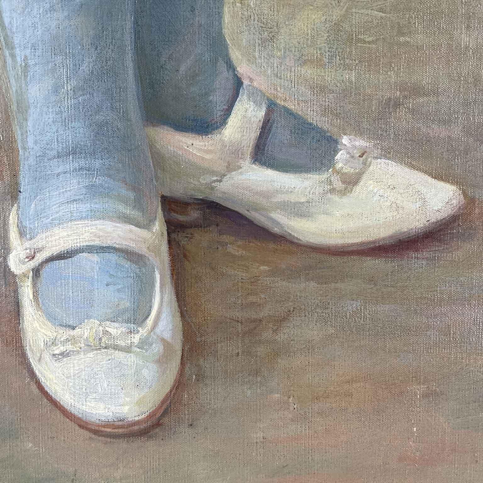 Ritratto Di Bambina Con Abito Azzurro e Bianco Roma 1904 di Corinna Modigliani In condizioni buone in vendita a Milano, MI