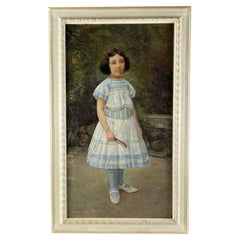 Portrait Of Little Girl With Blue and White Dress Rome 1904 by Corinna Modigliani