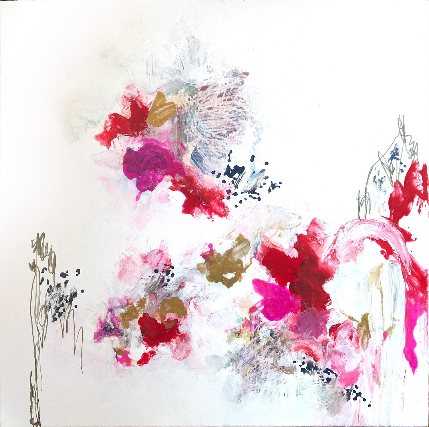 Corinne Natel "Jun" Contemporary Colorful Fluid Mixed Media Painting