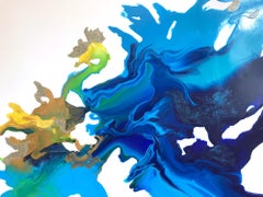 "Kaia #2" Pintura contemporánea fluida de colores en técnica mixta sobre lienzo de galería