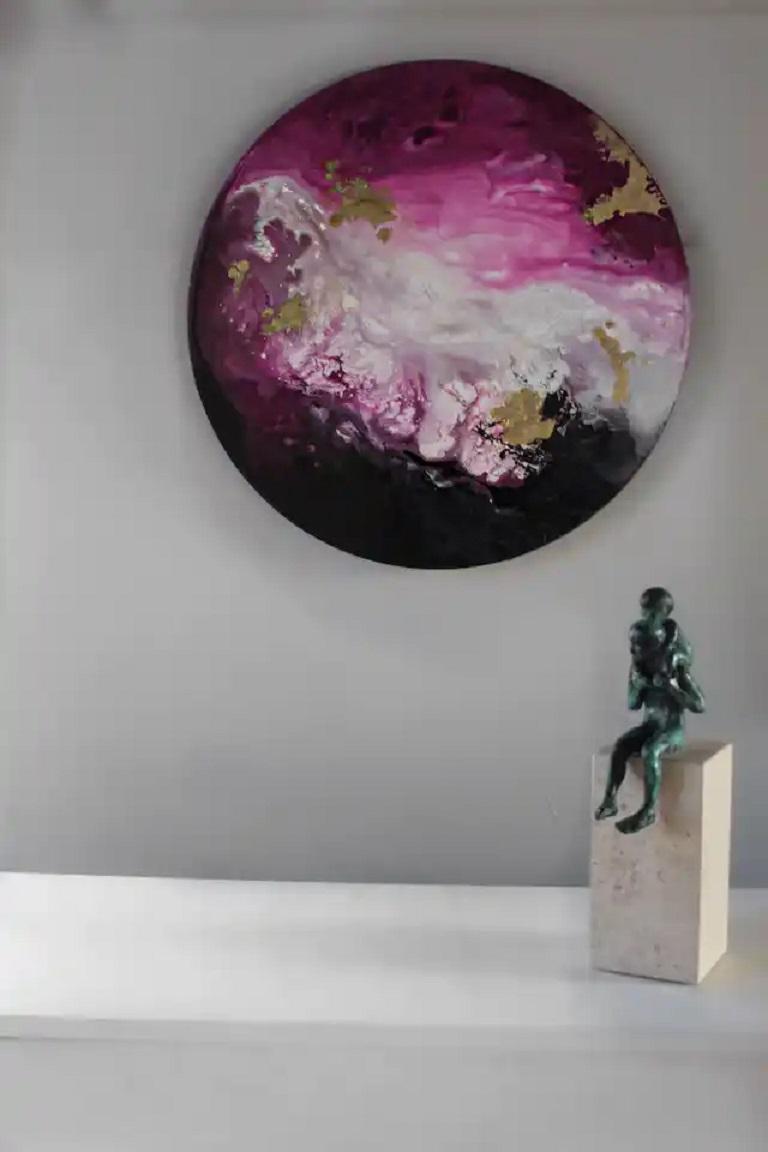 Pink Ocean with Elements of Gold Painting by Corinne Natel For Sale 1