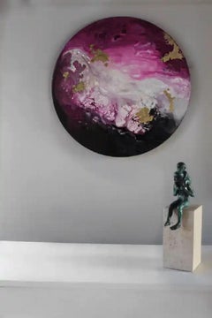 Pink Ocean with Elements of Gold Painting by Corinne Natel