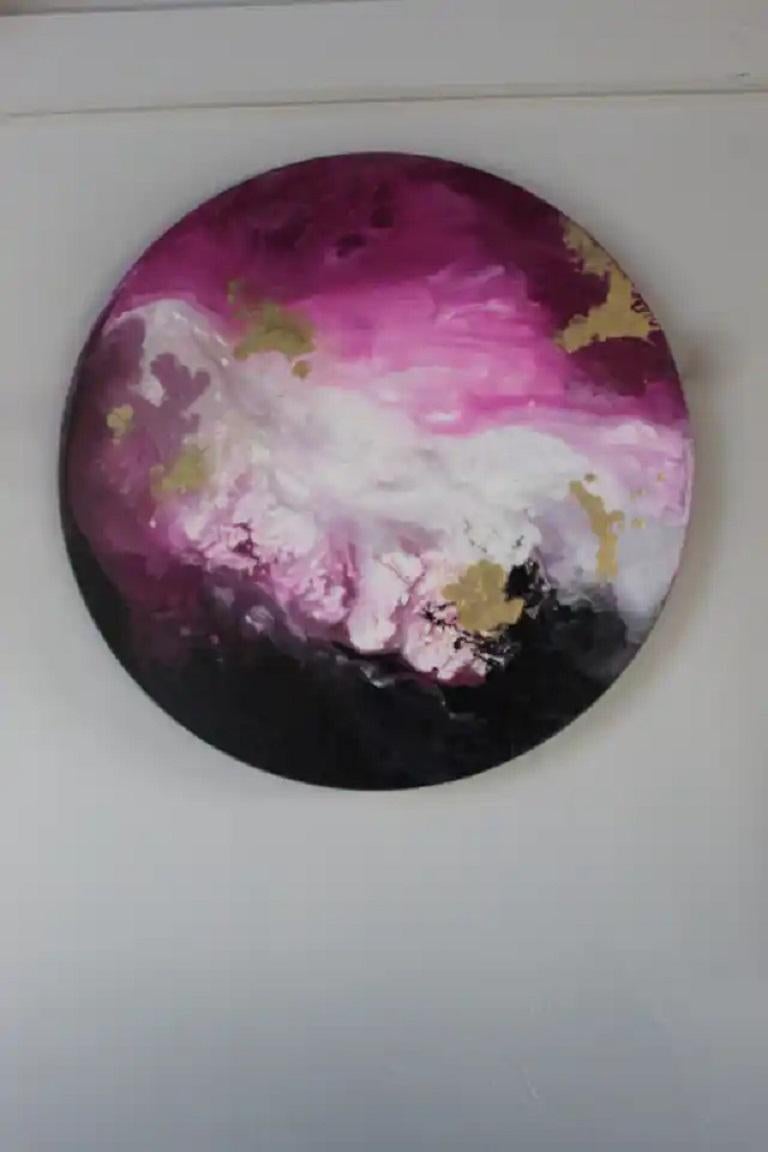 Pink Ocean with Elements of Gold Painting by Corinne Natel For Sale 2