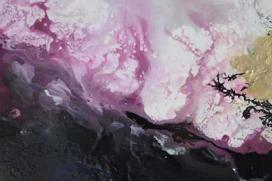 Pink Ocean with Elements of Gold Painting by Corinne Natel For Sale 6