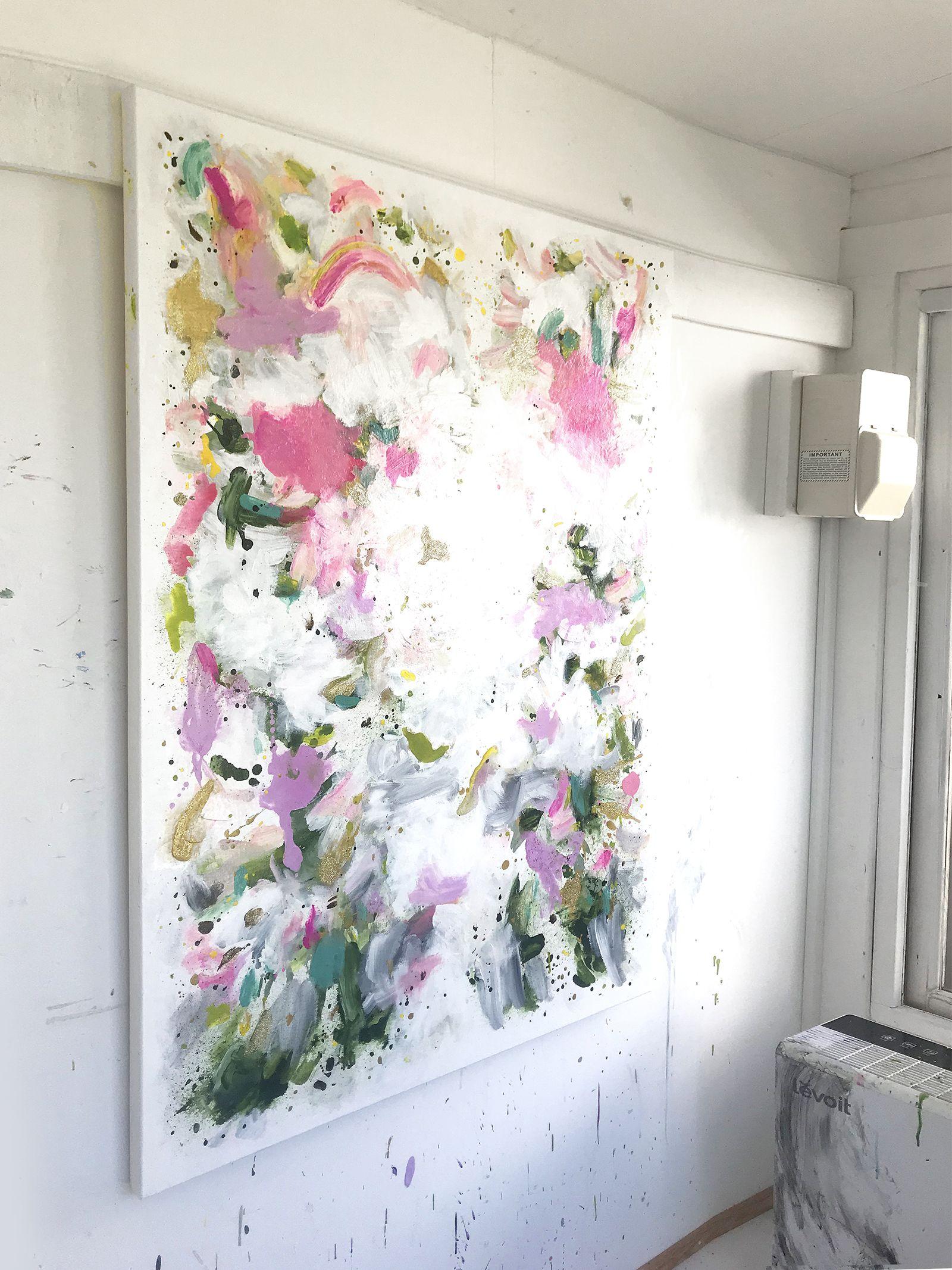 Superluminal #44, Pittura, Acrilico su tela - Abstract Painting Grigio di Corinne Natel