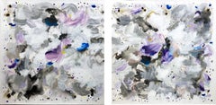 "Superluminal #58" Contemporary Fluid Mixed Media Painting on Canvas (Diptych)
