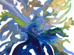 "Umi #1" Pintura contemporánea fluida de colores en técnica mixta sobre lienzo
