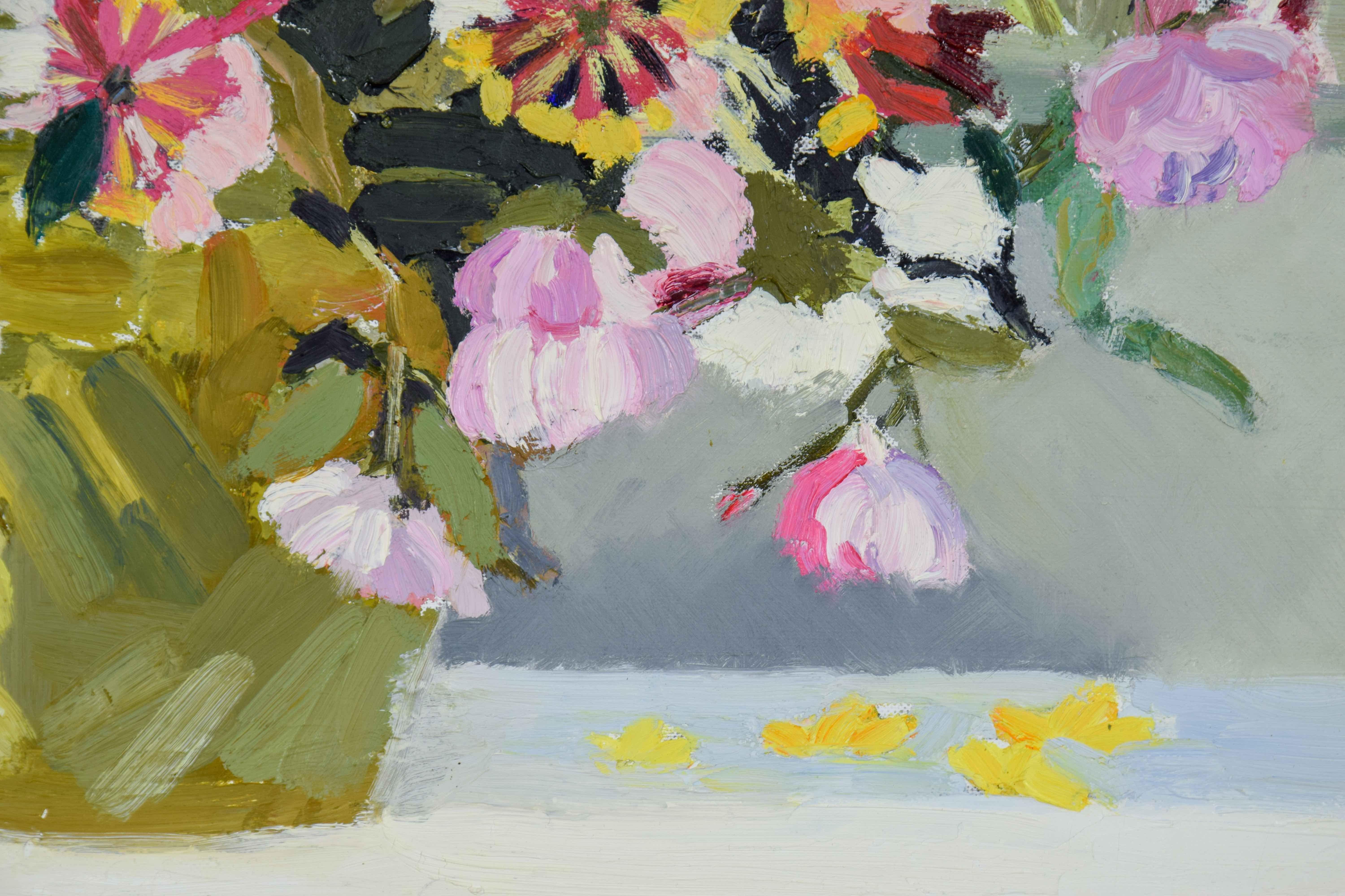 Les Delphiniums de Mamy by Corinne Pissarro - Contemporary flower painting For Sale 3