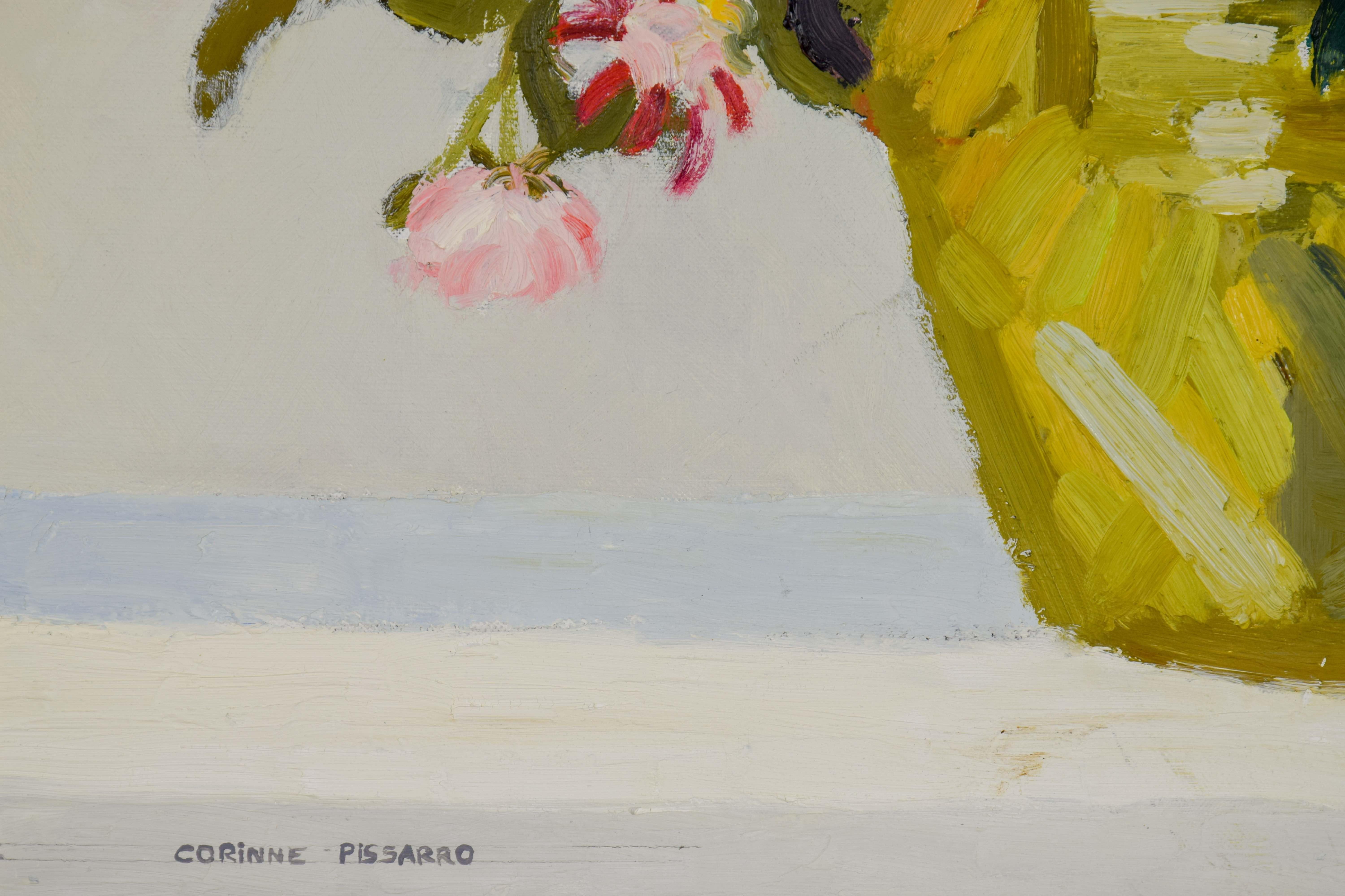Les Delphiniums de Mamy by Corinne Pissarro - Contemporary flower painting For Sale 4