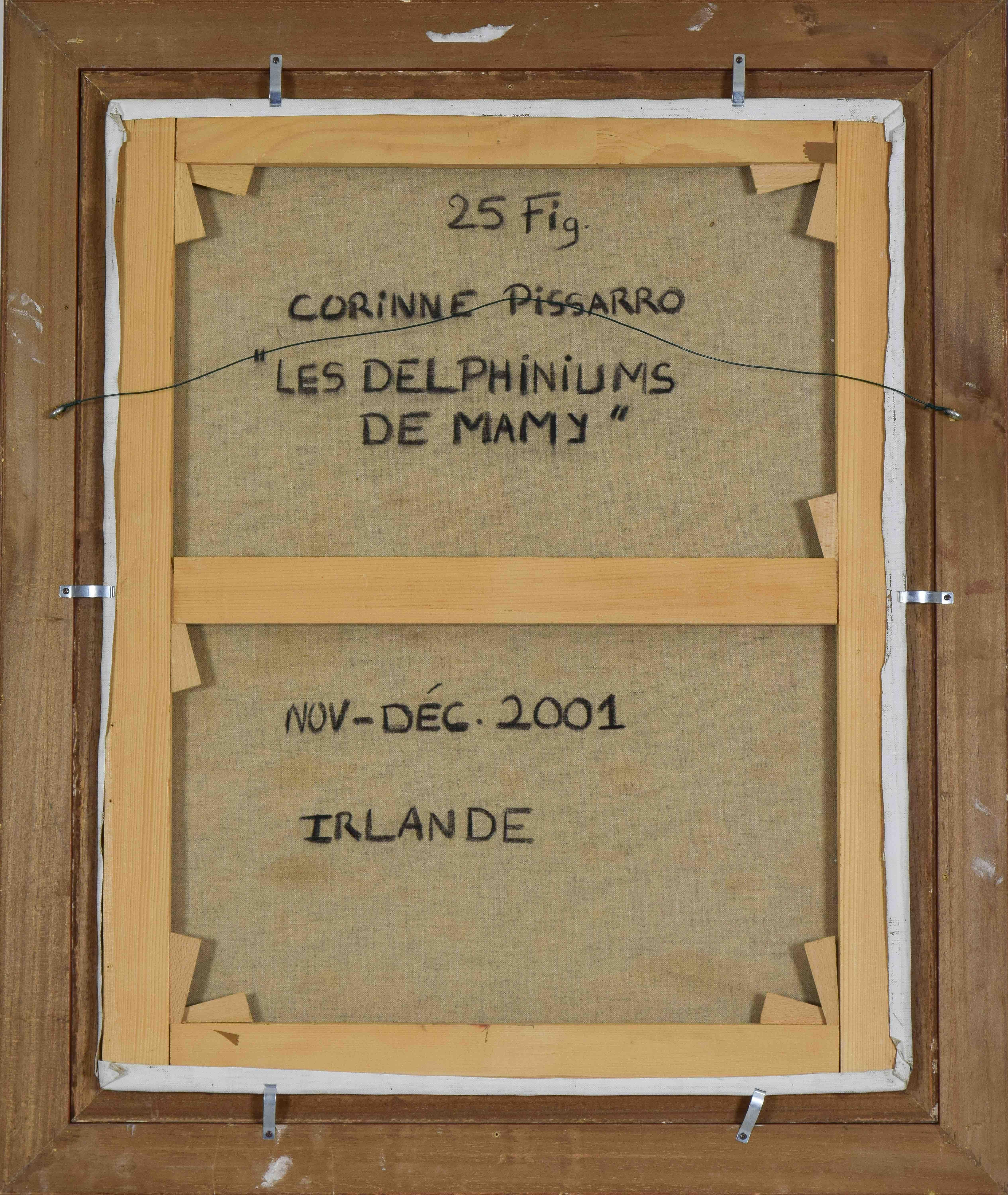 Les Delphiniums de Mamy by Corinne Pissarro - Contemporary flower painting For Sale 5