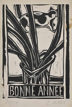 Bouquet di calle - xilografia di Corinne Veret - anni '90