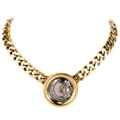 Corinth 18 Karat Gold Ancient Coin Chain Links Necklace