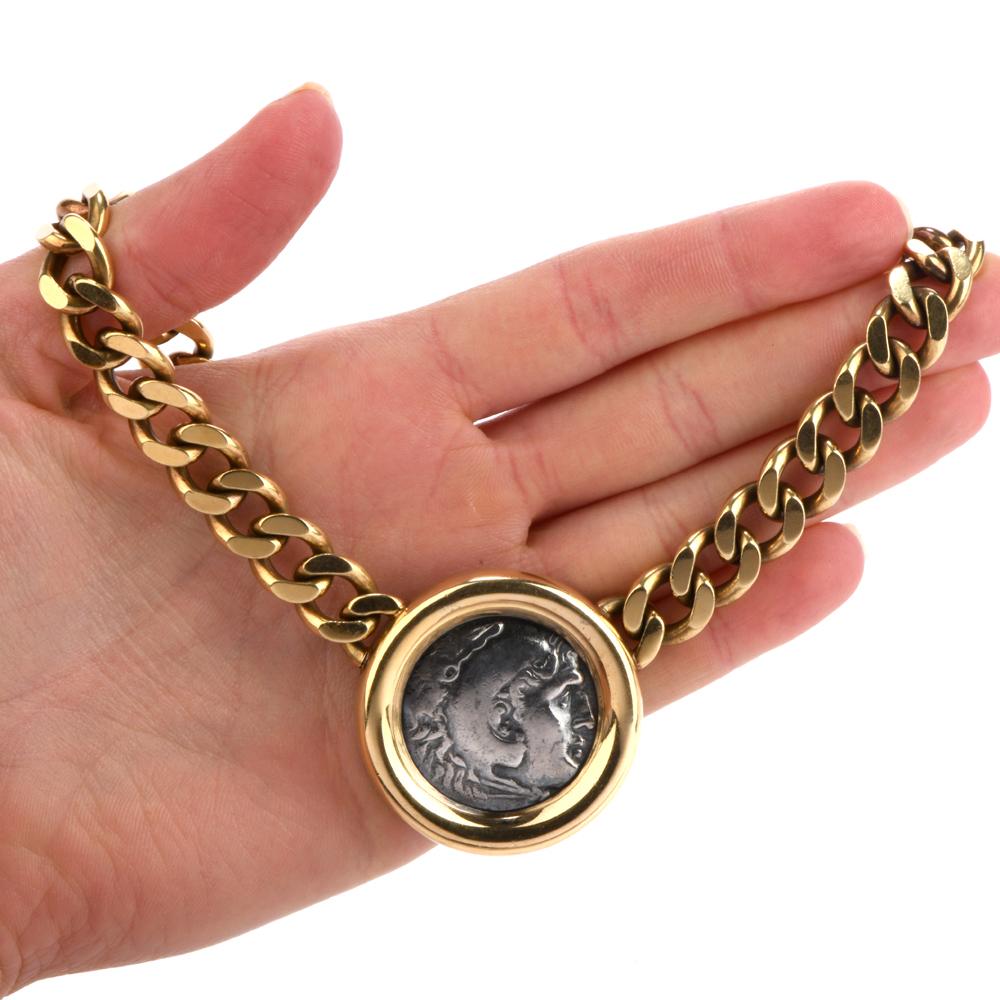 Women's Corinth 18 Karat Gold Ancient Coin Chain Links Necklace