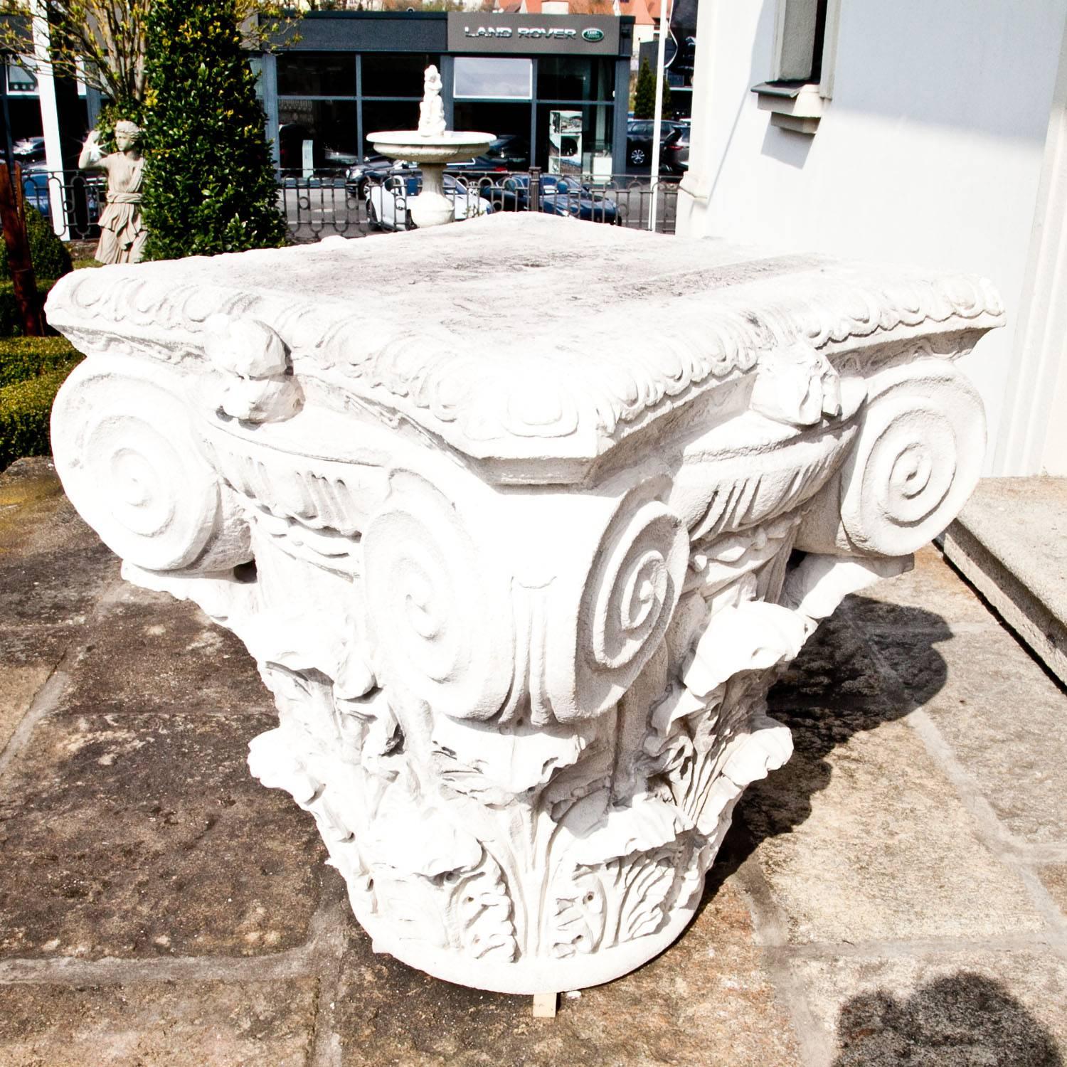 Hand-Carved Corinthian Capital in Neoclassical Style, 21st Century