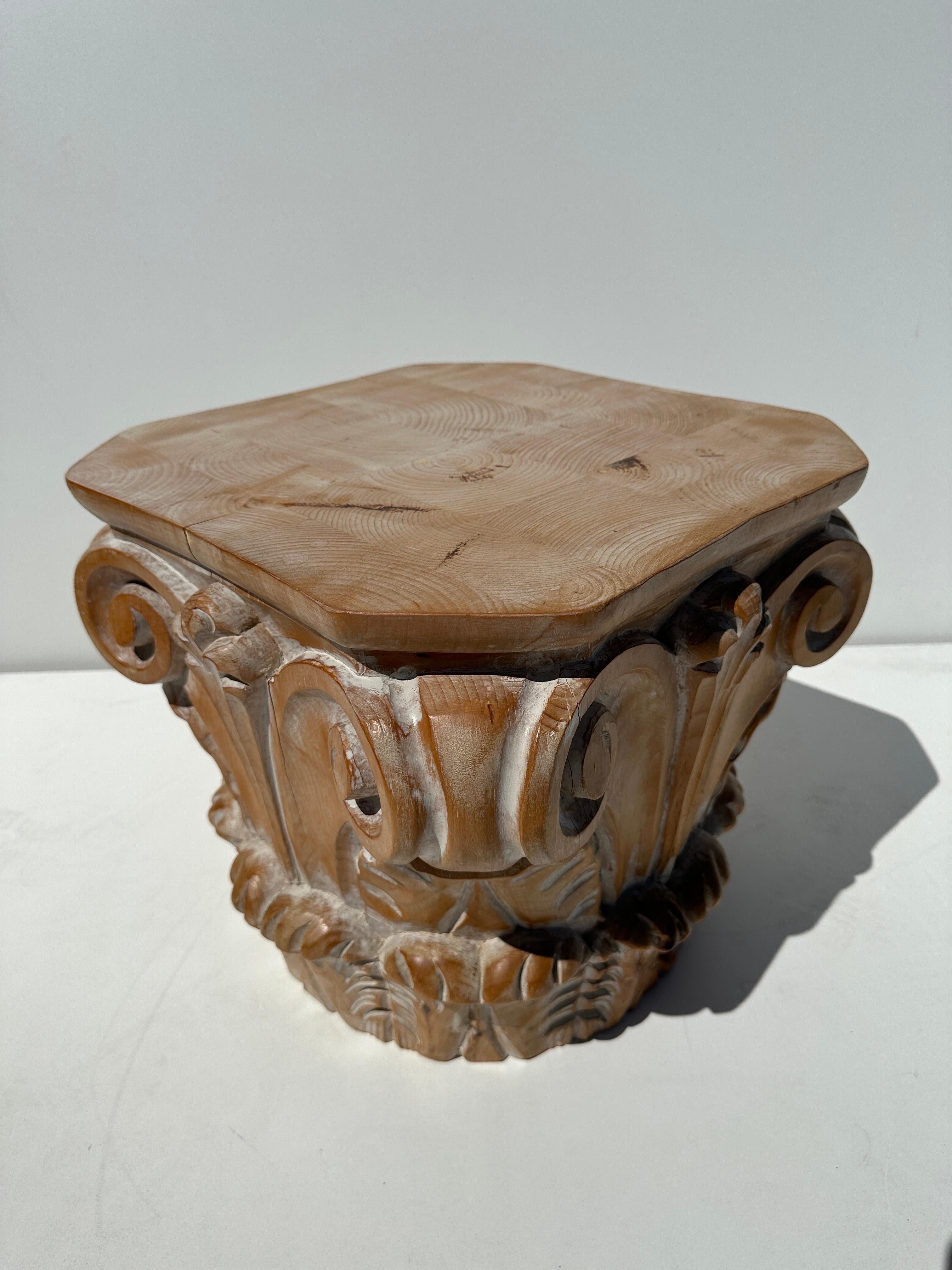 Late 20th Century Corinthian Capital Occasional Table For Sale