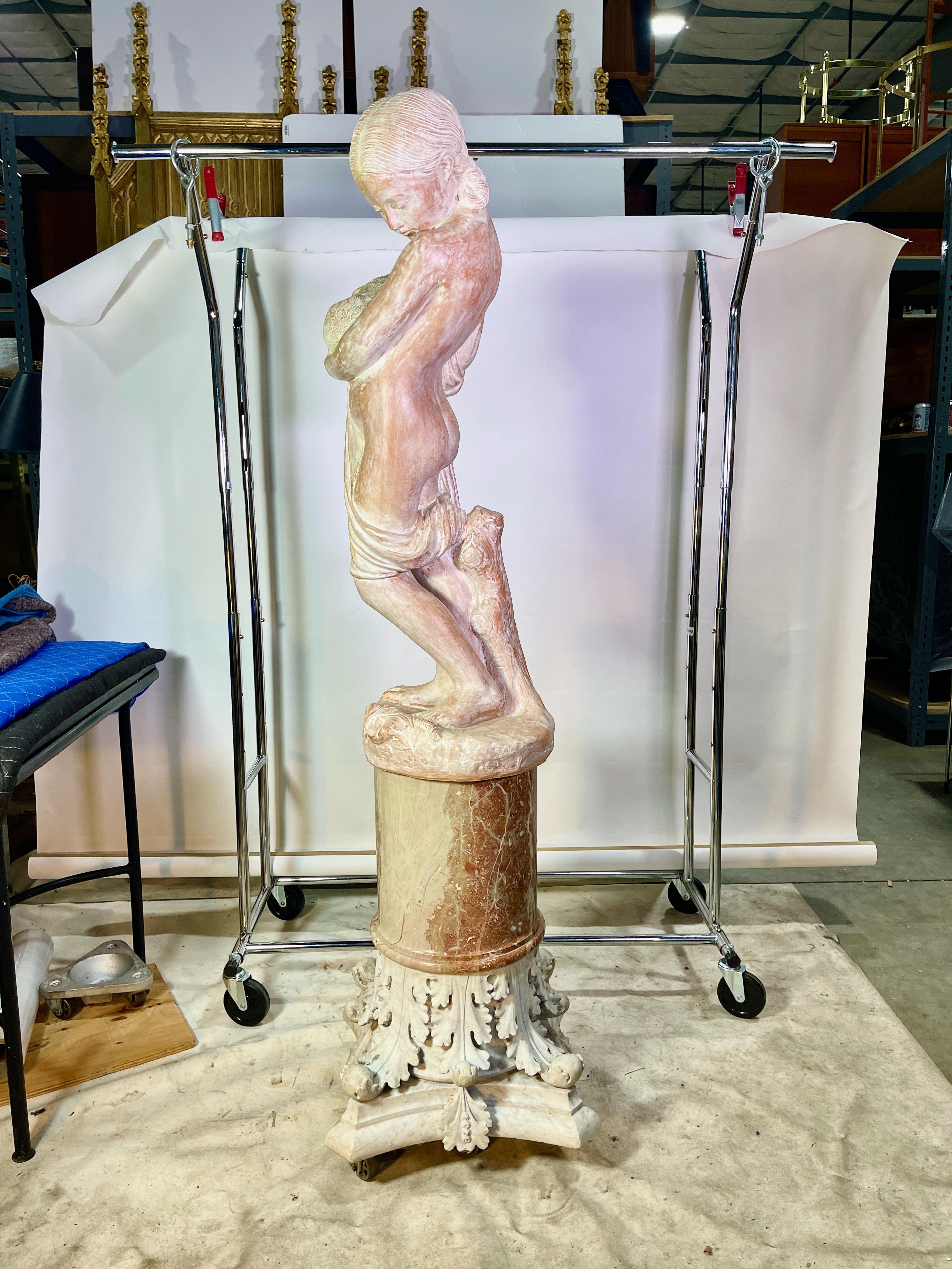 Corinthian Capital Rojo Alicante Marble Pedestal For Sale 8