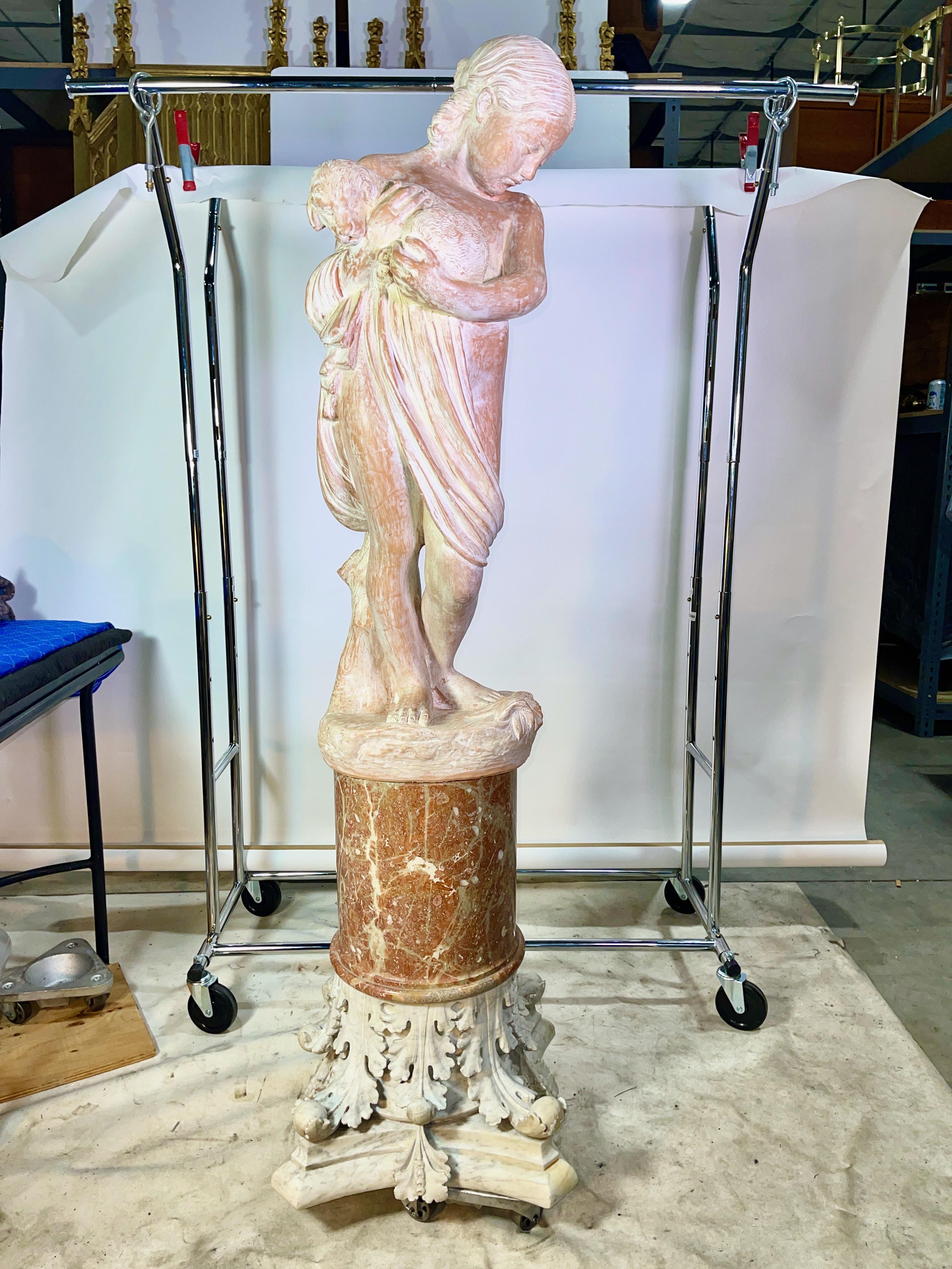 Corinthian Capital Rojo Alicante Marble Pedestal For Sale 10