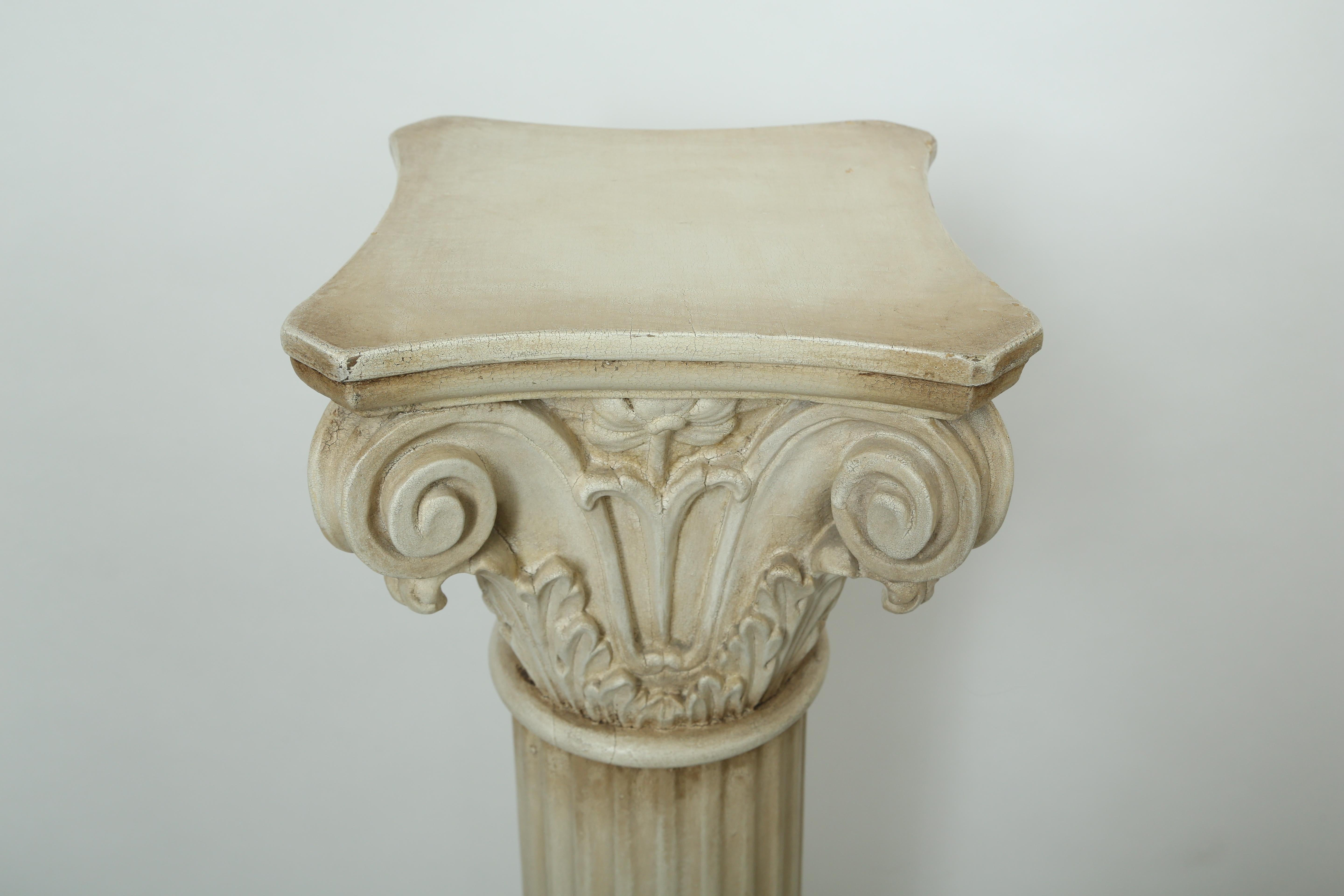 Neoclassical Revival  Corinthian Capital Wood Pedestal
