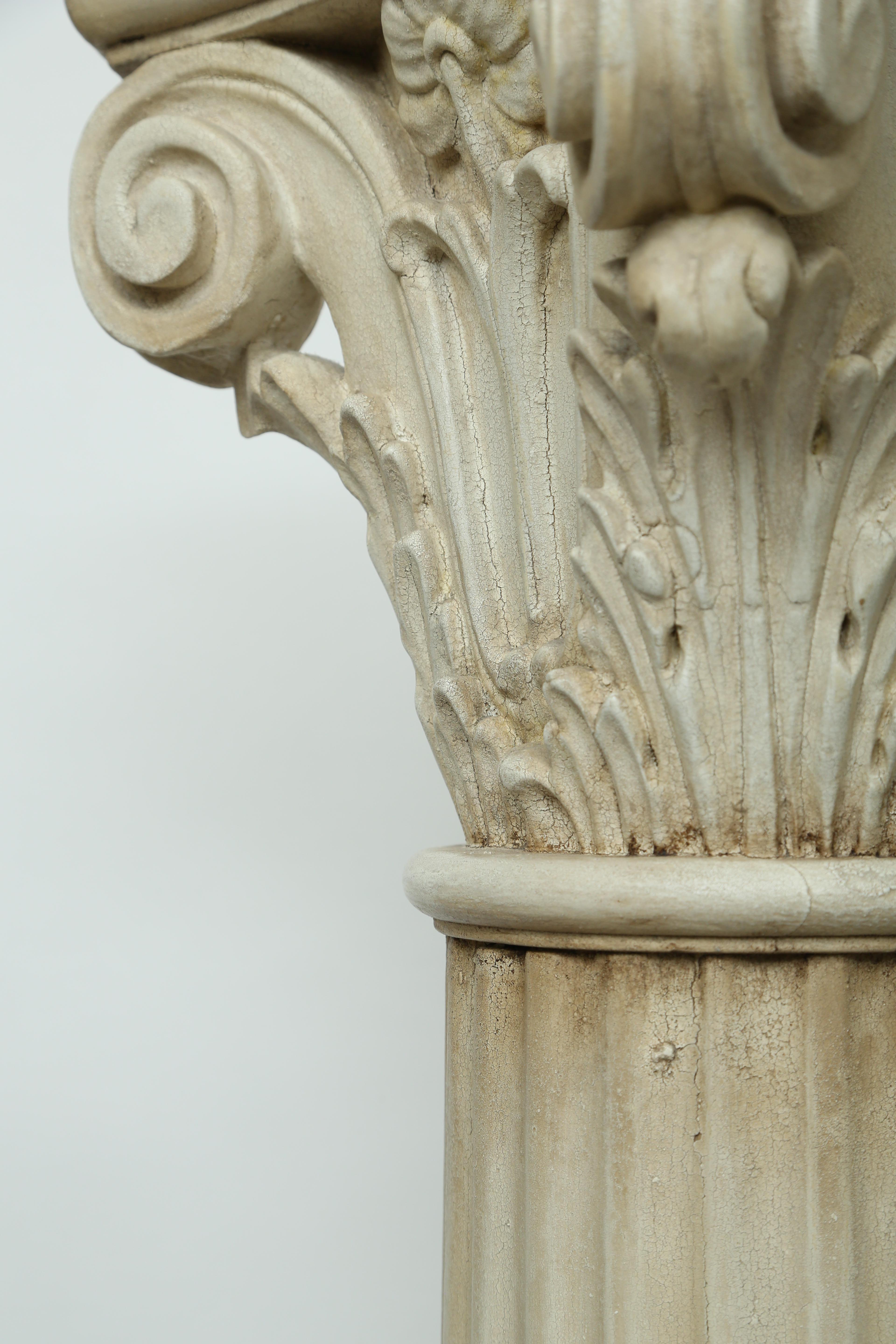 Hand-Crafted Corinthian Capital Wood Pedestal