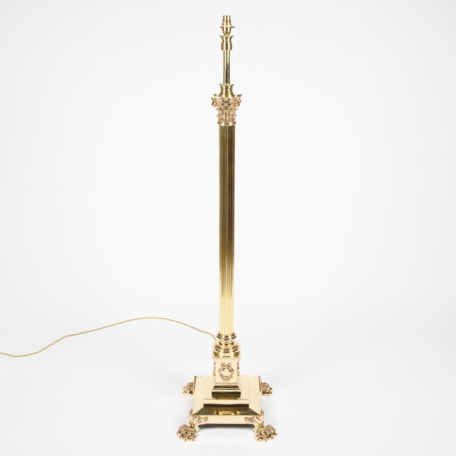 Corinthian Column Brass Telescopic Standard Lamp For Sale 5