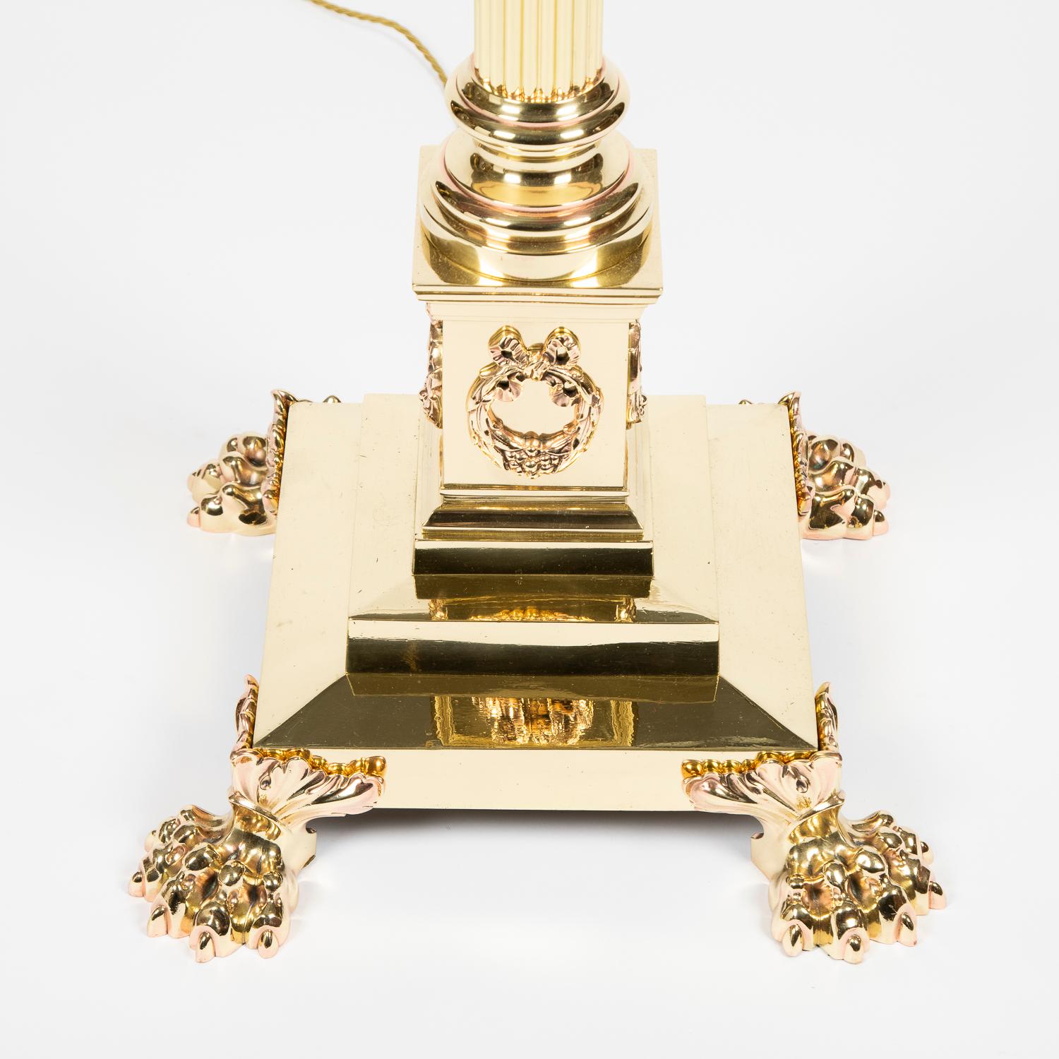 Corinthian Column Brass Telescopic Standard Lamp For Sale 1
