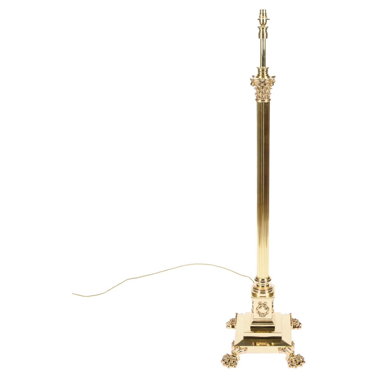 Corinthian Column Brass Telescopic Standard Lamp For Sale