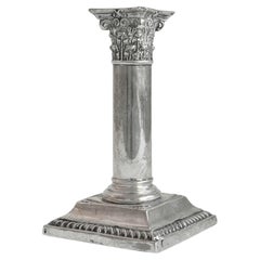 Antique Corinthian Column Candle Holder in Solid Silver