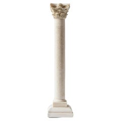 Vintage Corinthian Column Candleholder Made with Compressed Marble Powder Statue