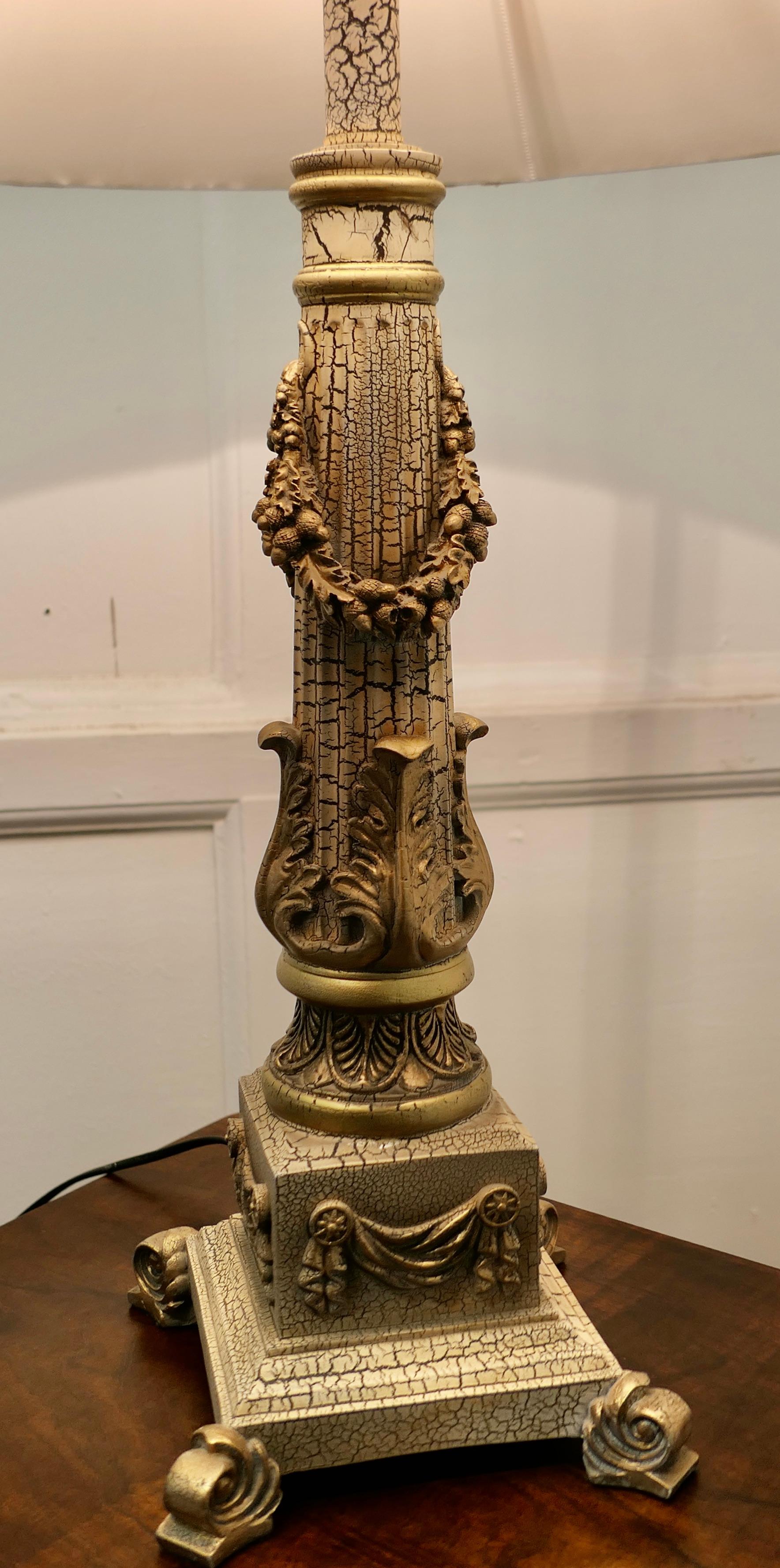 Classical Roman Corinthian Column Table Lamp For Sale